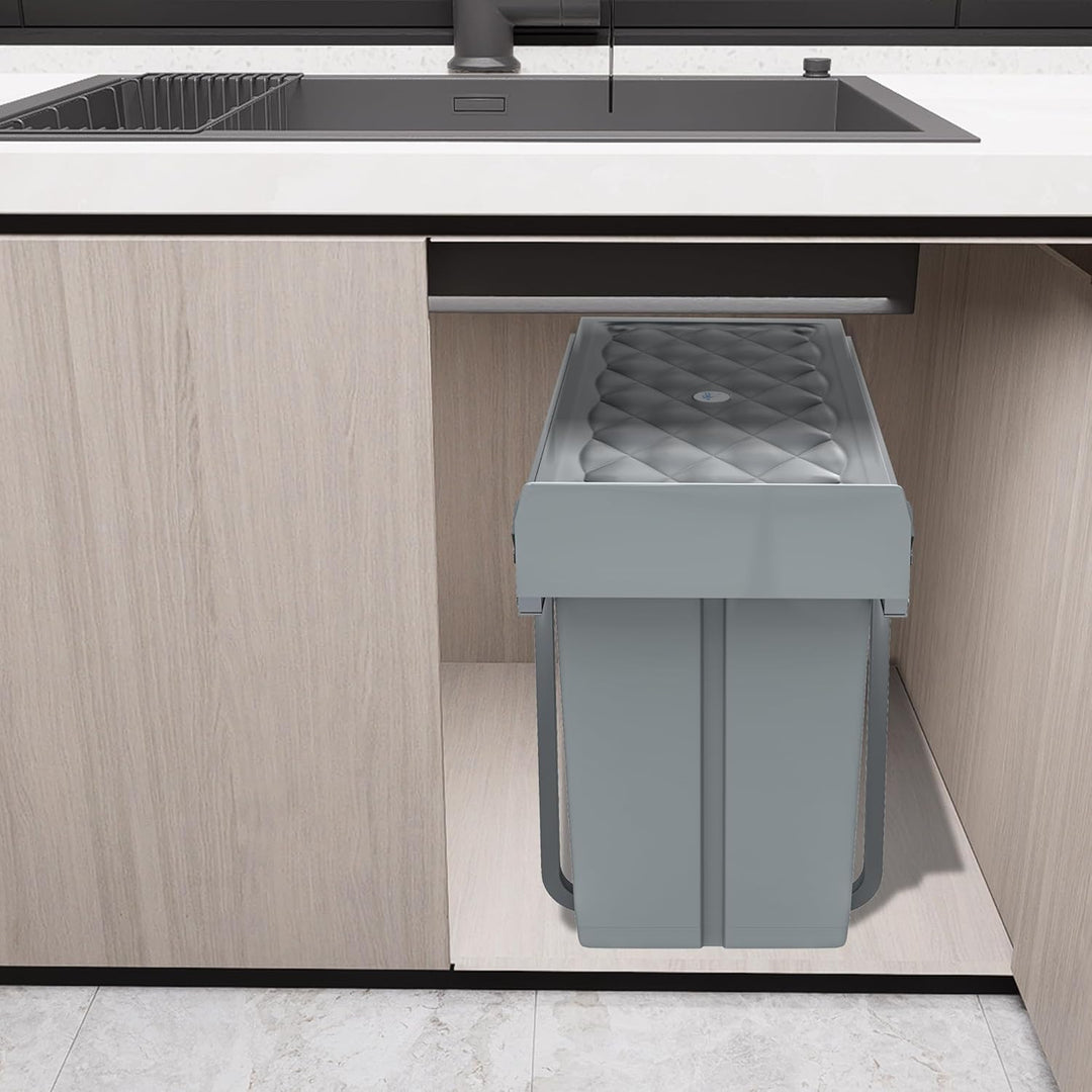Einbaumülleimer Küche 3 Fächer Ausziehbar Mülleimer Abfalleimer Küche Unterschrank mit Teleskopschie