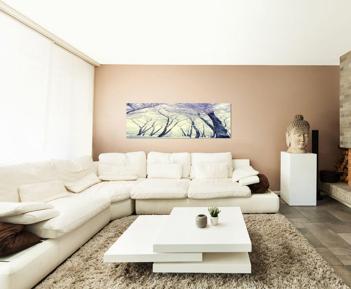 Paul Sinus Art Panoramabild auf Leinwand und Keilrahmen 150x50cm Winterwald Bäume Schnee