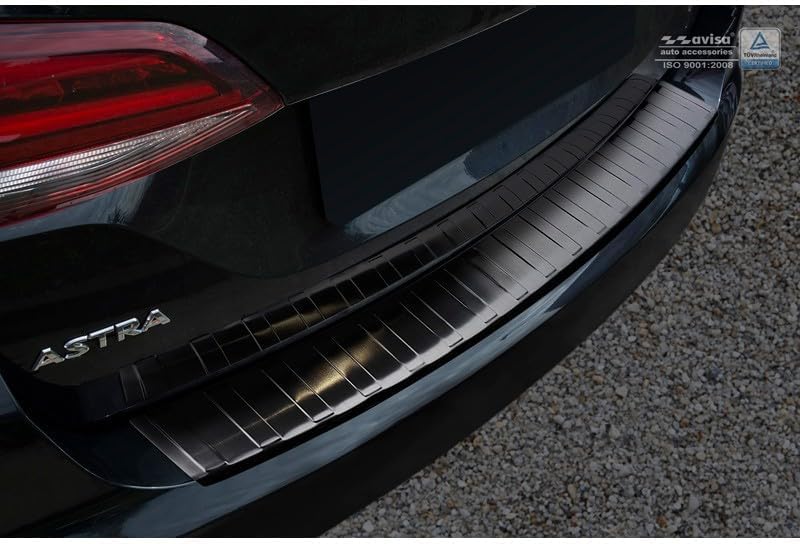 Schwarz Edelstahl Heckstossstangenschutz kompatibel mit Opel Astra K Sportstourer 2016-2022 'Ribs'