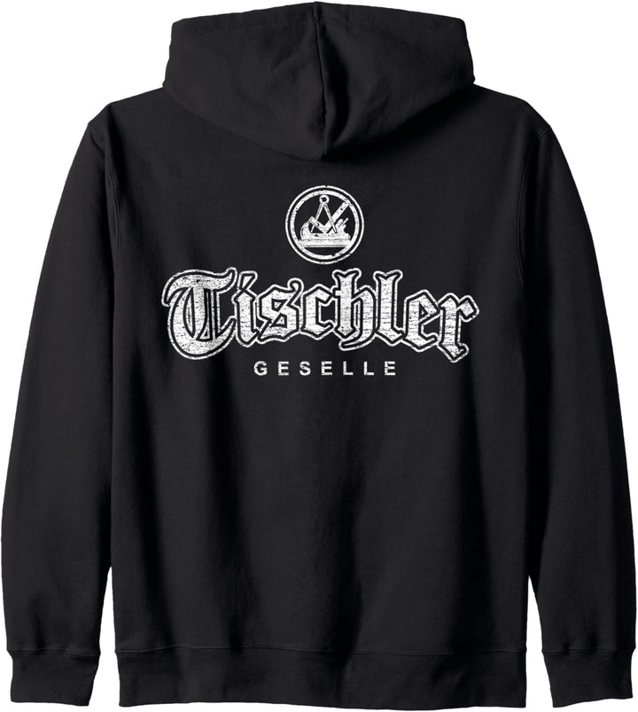 Zunftzeichen Tischler Geselle in alt-gotischer Schrift Kapuzenjacke