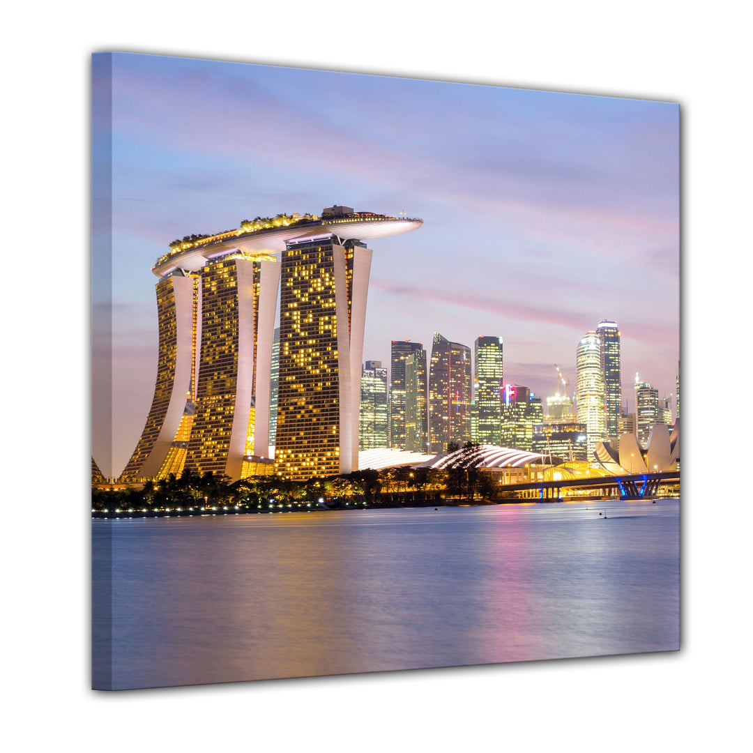 Bilderdepot24 Bild auf Leinwand | Singapur - Skyline II in 80x80 cm als Wandbild | Wand-deko Dekorat