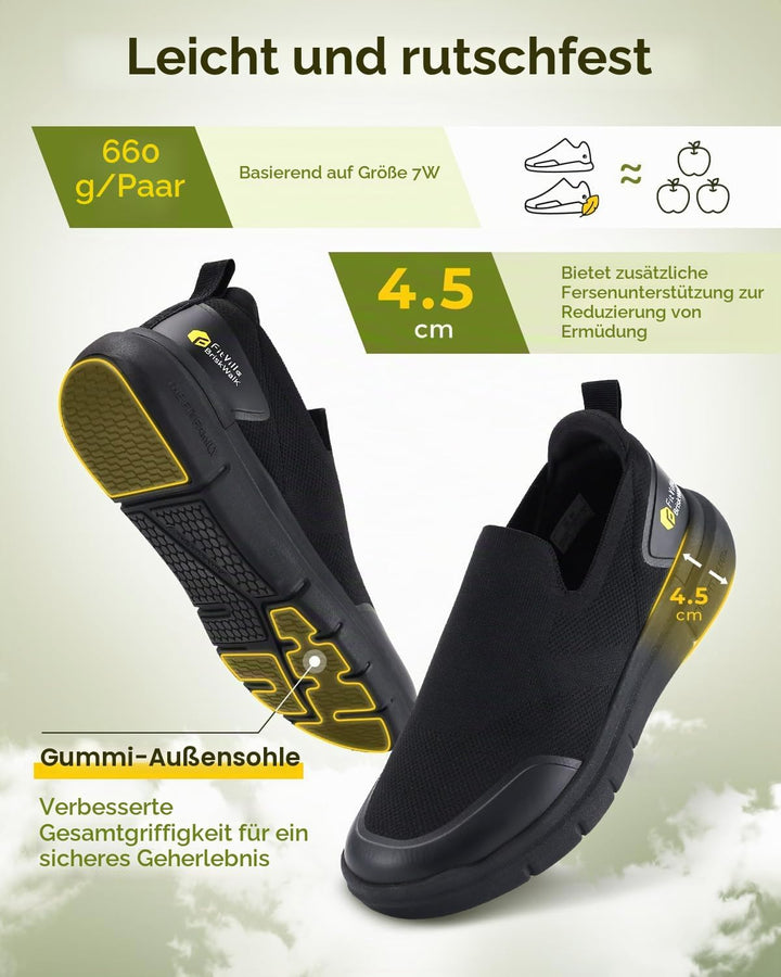 FitVille Herren Slip on Sneakers Extra Weite Bequeme Turnschuh Leicht Walkingschuhe Atmungsaktiv Bre