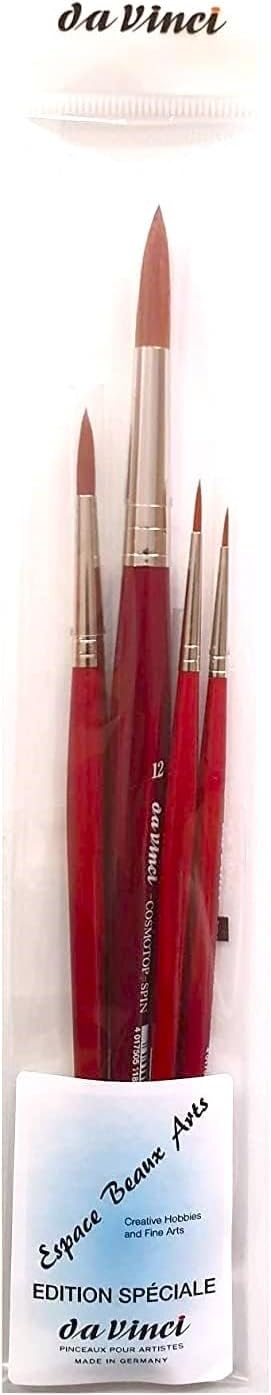 Da Vinci Series 5580 cosmotop Spin - Aquarell-Pinsel-4er Set Synthetik, no. 0, 2, 6, 12 Made in Germ