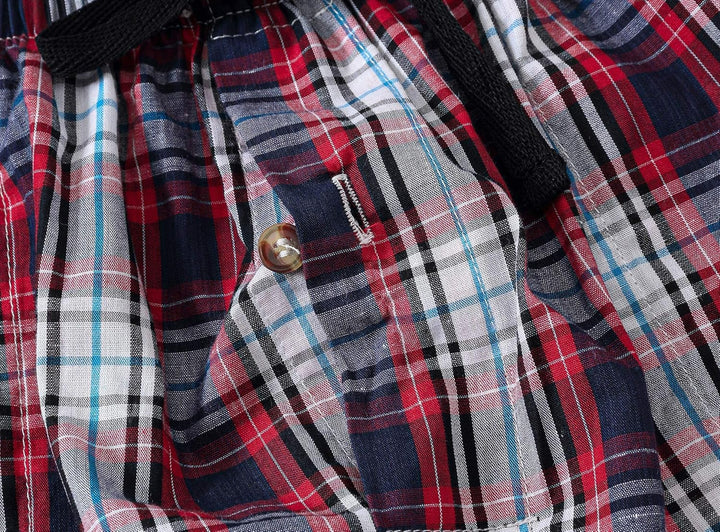 MoFiz Herren Kurze Pyjamahose Baumwolle Schlafshorts Karierte Schlafanzughose Freizeithose Karo Loun