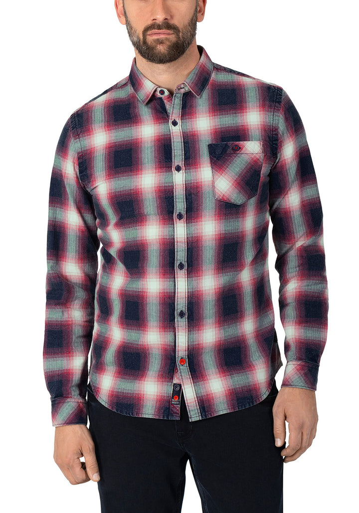 Timezone Herren Effect Weave Check Shirt Hemd M Chili Red Microcheck, M Chili Red Microcheck