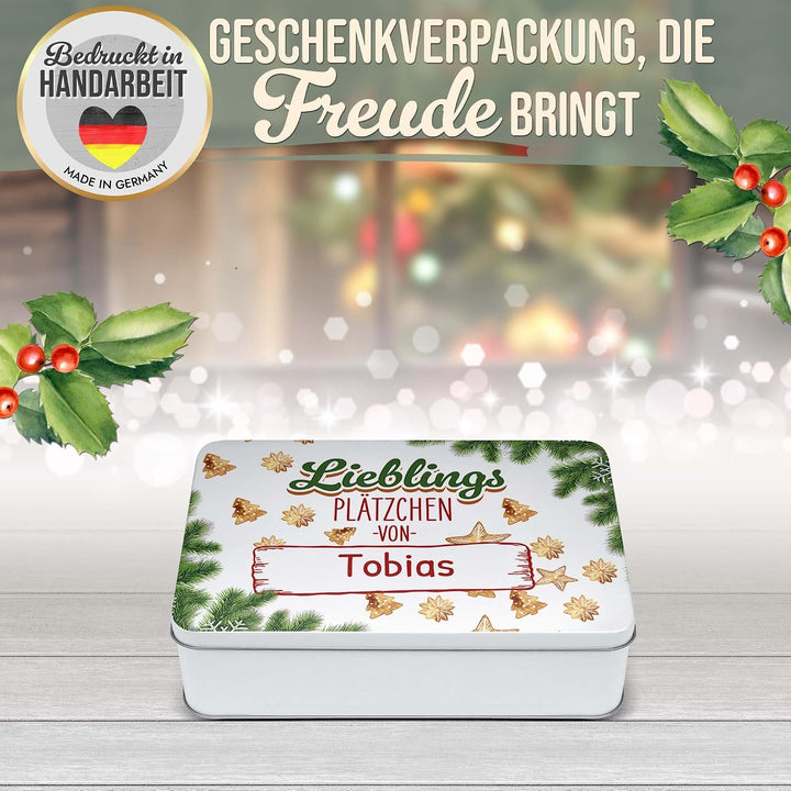 Print Royal PR Geschenkdose mit Name personalisiert - Lieblingsplätzchen - Blechdose bedrucken, Aufb