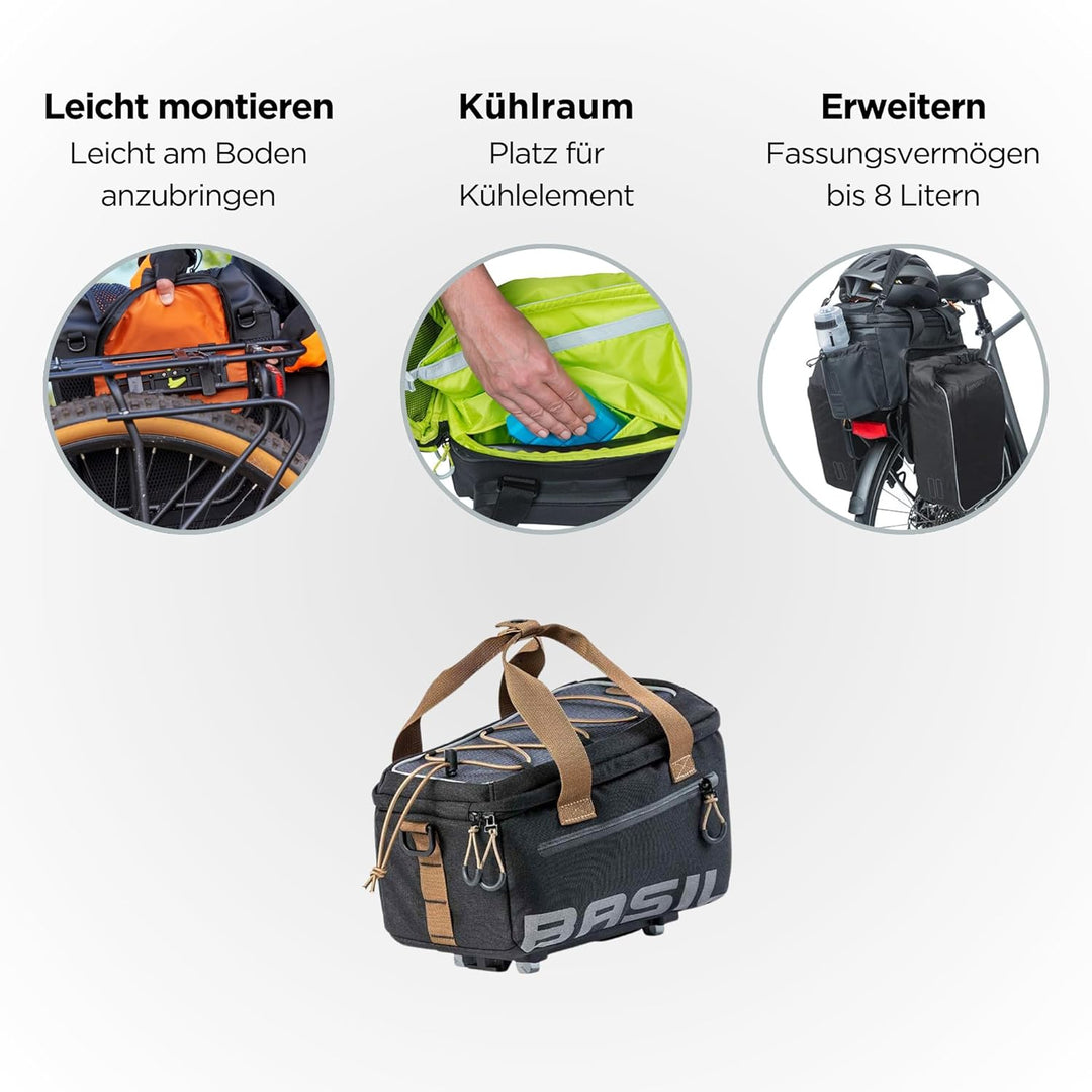 Basil Gepäckträgertasche Miles mit MIK Adapter Black Slate, Black Slate