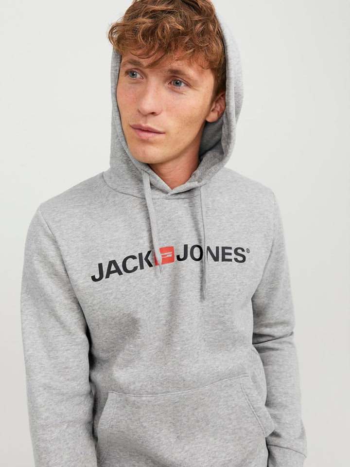 JACK & JONES Male Kapuzenpullover Logo Kapuzenpullover XS Light Grey Melange, XS Light Grey Melange