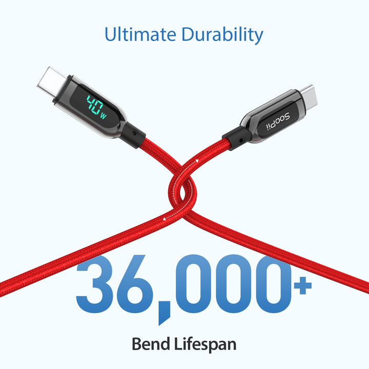 SooPii USB C auf USB C Kabel, [2PACK 1.2M] Nylongeflecht Type-C Kabel,100W PD Schnellladekabel mit L