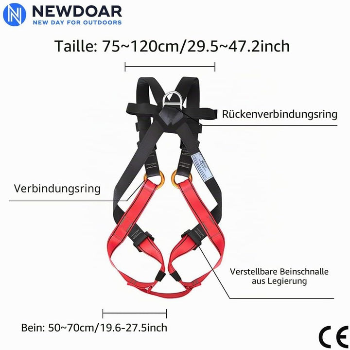 NewDoar Klettergurt, CE-Zertifizierung, Kletter- und Abseilausrüstung, Ganzkörpergurtschutz, schützt