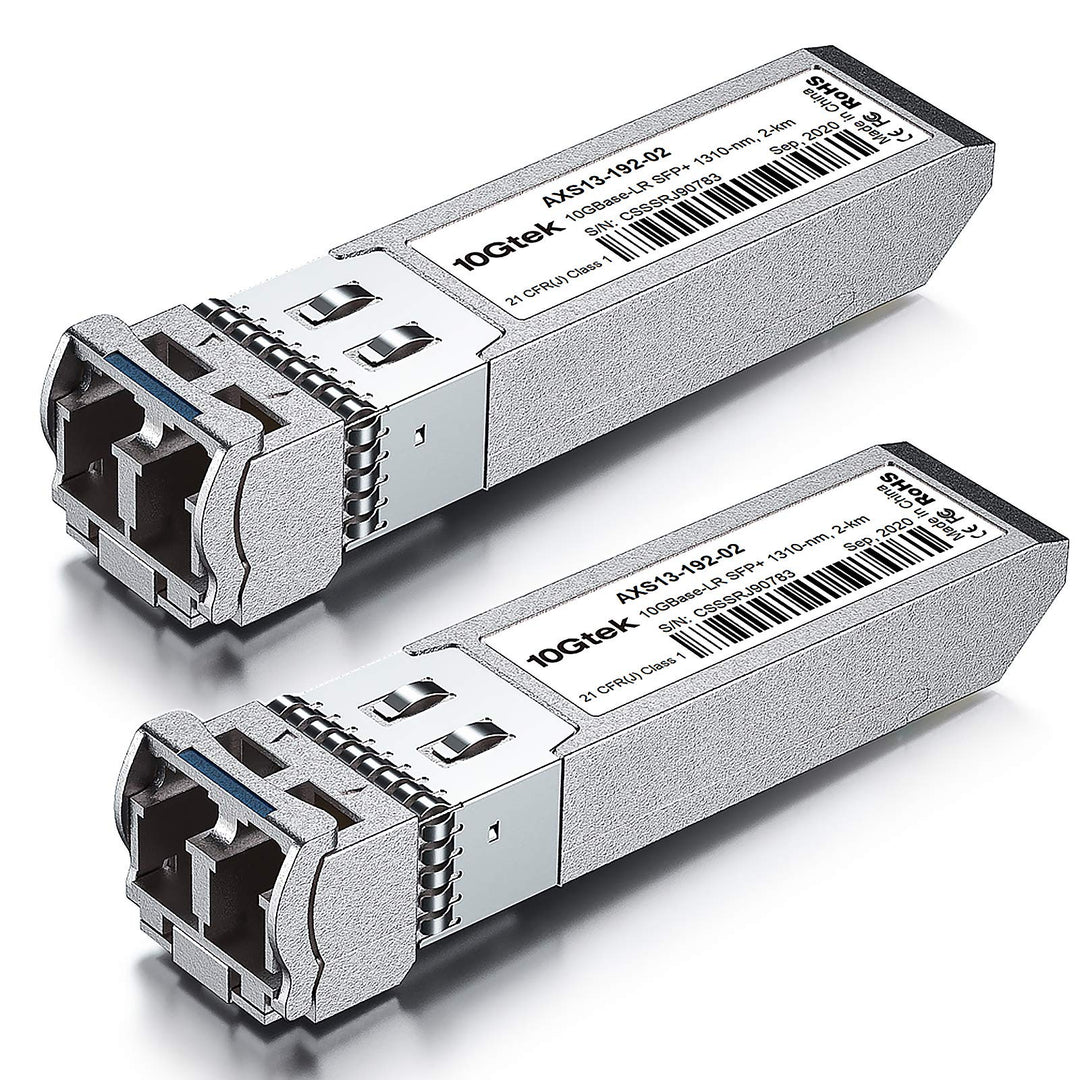 10Gtek 2-Stück 10Gtek 10GBase-LR Lite SFP+ IR Transceiver, 10G 1310nm SMF, bis zu 1.4 km, Kompatibel