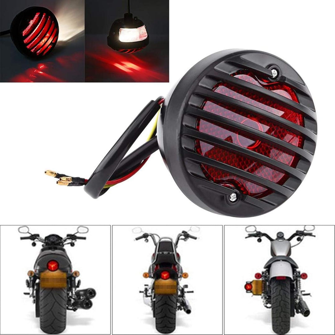 Bremslicht für Motorrad, rund, schwarz, für Bobber Chopper ATV Roller