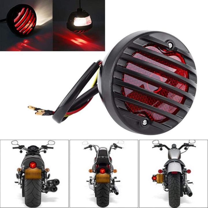 Bremslicht für Motorrad, rund, schwarz, für Bobber Chopper ATV Roller