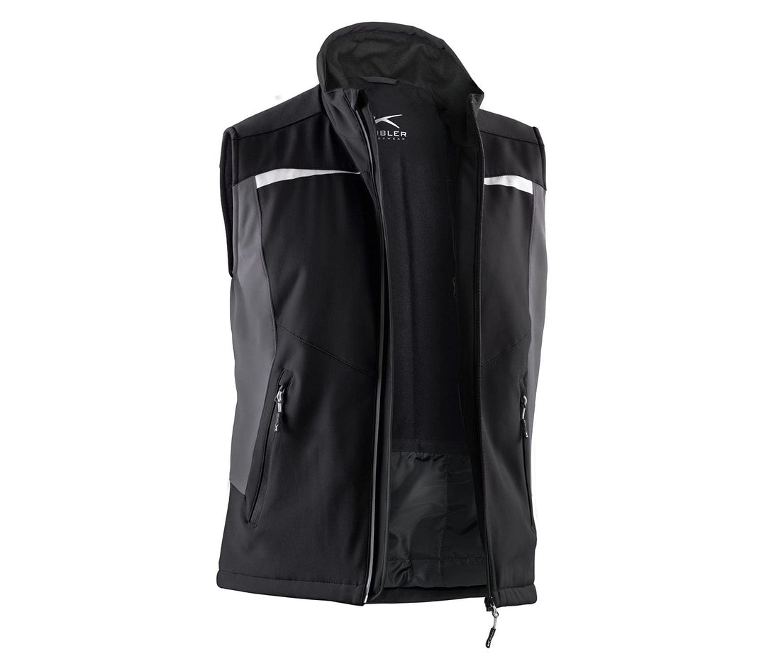 KÜBLER Workwear KÜBLER WEATHER Softshellweste schwarz, Grösse 3XL, Unisex-Arbeitsweste aus Mischgewe
