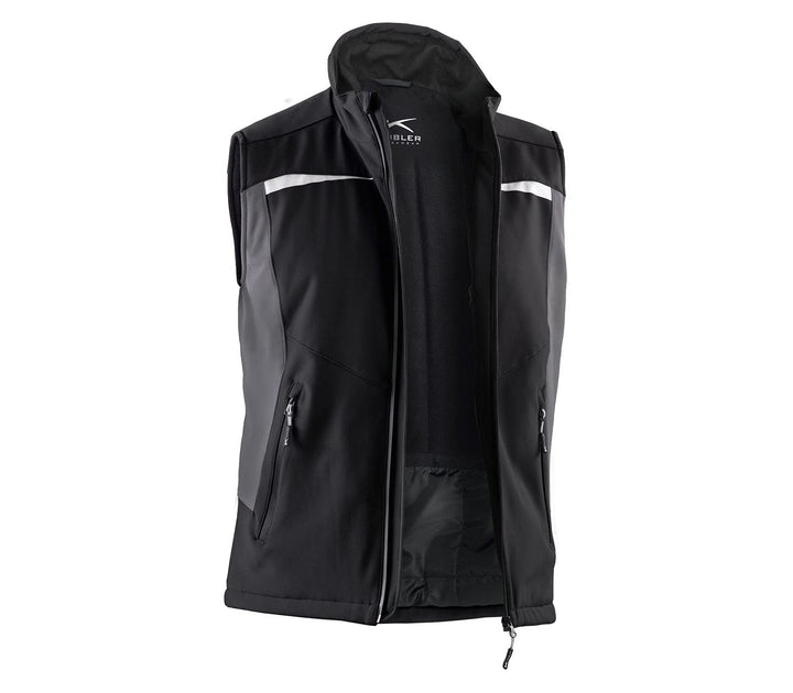KÜBLER Workwear KÜBLER WEATHER Softshellweste schwarz, Grösse 3XL, Unisex-Arbeitsweste aus Mischgewe