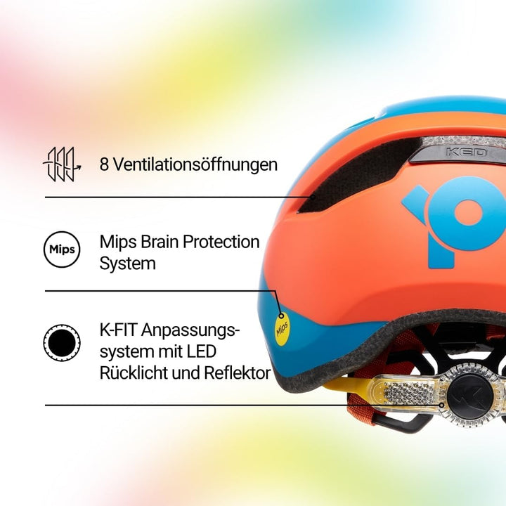KED Unisex Jugend POP Fahrradhelm 48-52 (S) petrol orange matt, 48-52 (S) petrol orange matt