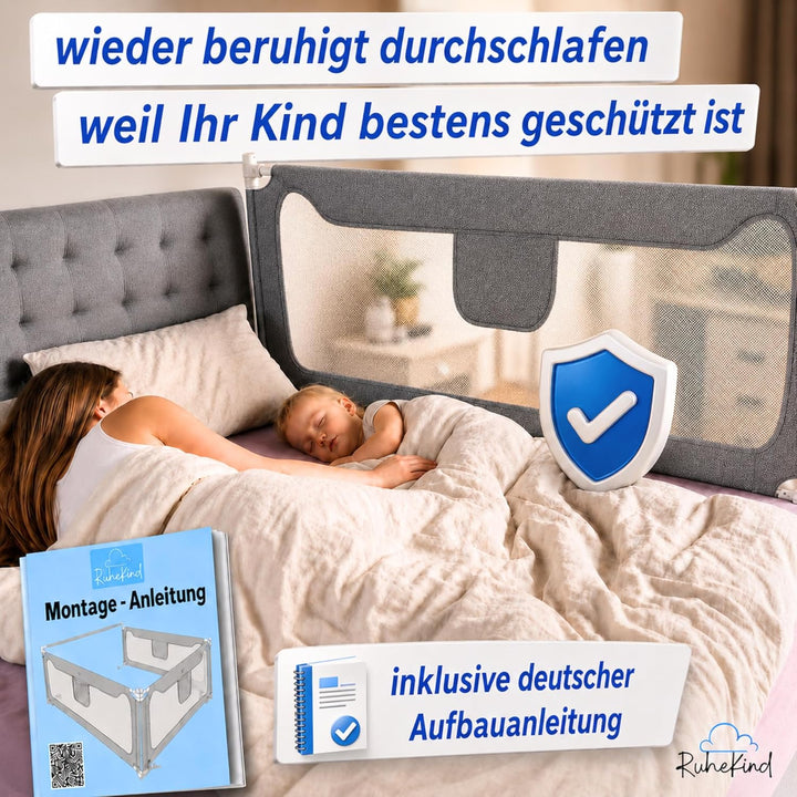 Rausfallschutz Boxspringbett & Bettgitter Rausfallschutz – Bettschutzgitter Set inkl. Befestigungsmö