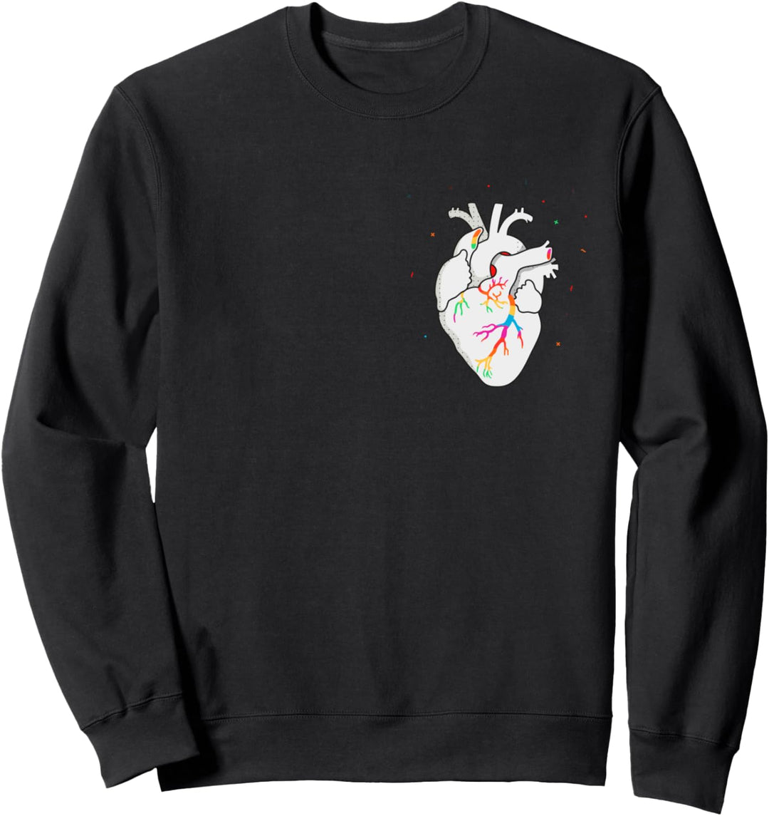 Rainbow Pride LGBT-Anatomisches Herz in der Brusttasche Sweatshirt