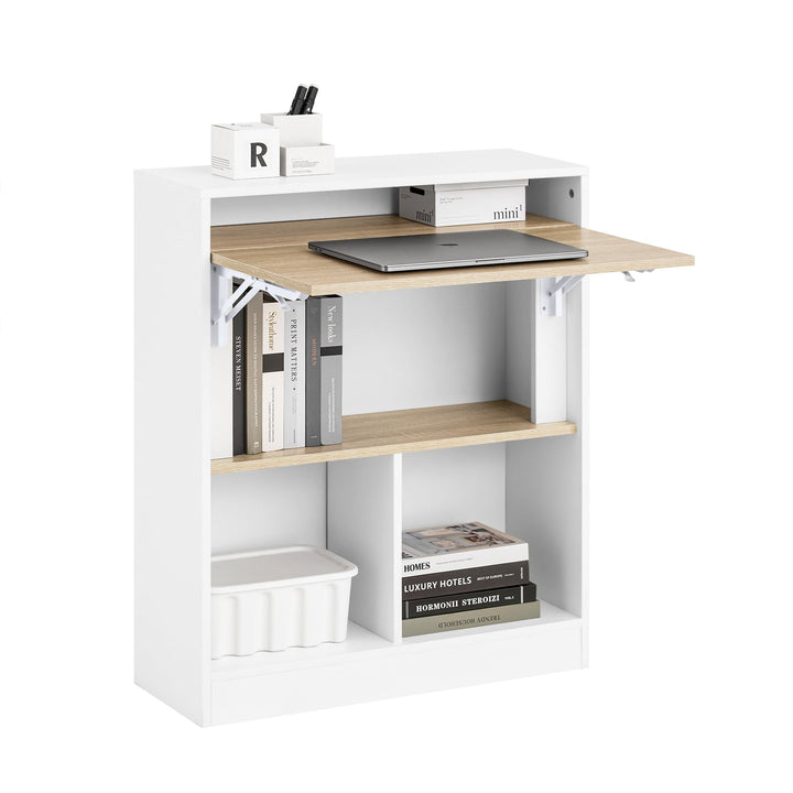 SoBuy Klapptisch mit angebautem Schrank Klappbarer Tisch mit Schrank Faltbarer Tisch Schreibtischsch