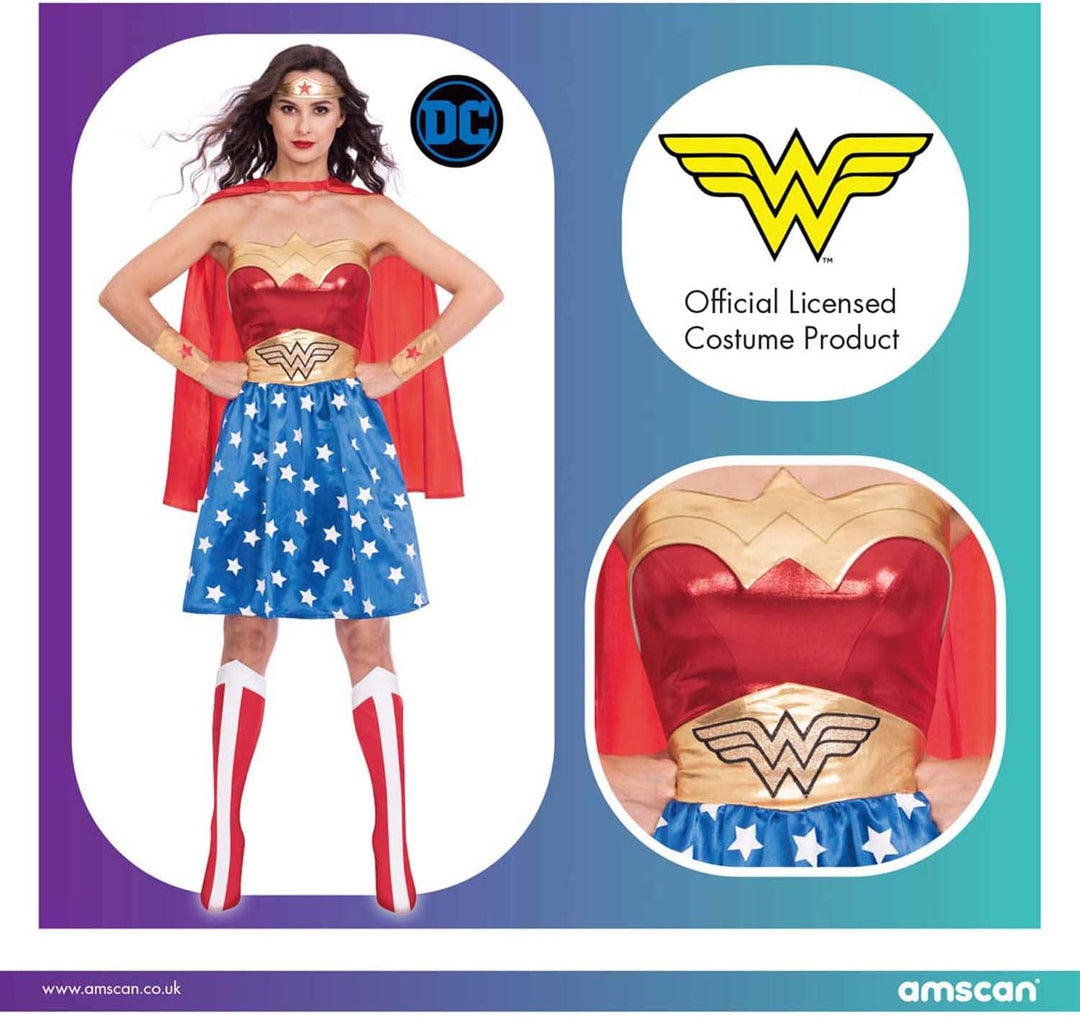 amscan - Offizielles Warner Bros DC Comics lizenziertes Wonder Woman-Kostüm für Damen, klassisch, Gr
