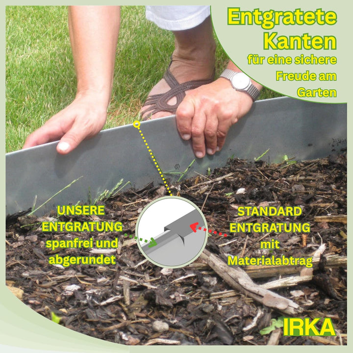 IRKA Rasenkantenband 15 cm x 15m x 1mm Flexible Beeteinfassung | Rasenkante Metall verzinkt 15cm mit