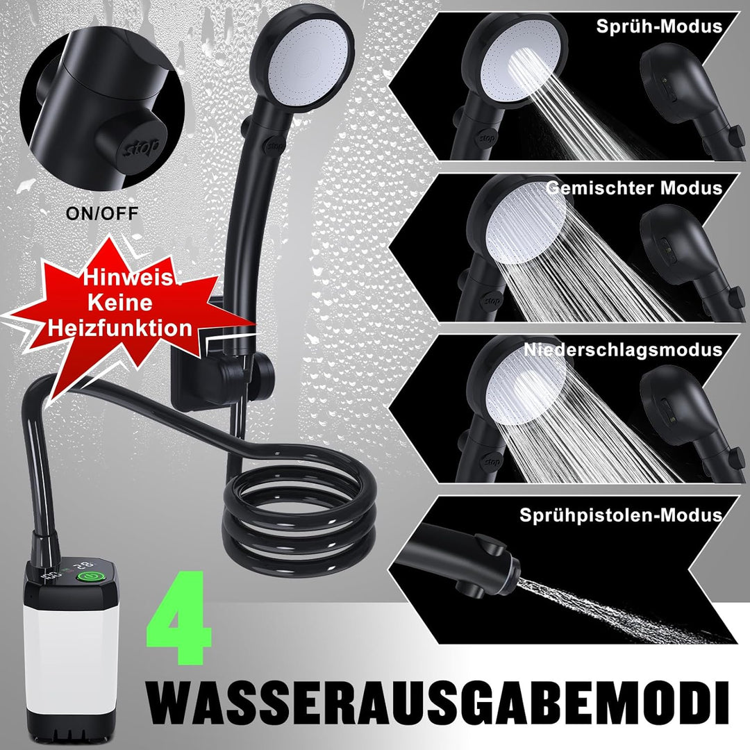 Spopal Campingdusche Tragbare, [6000mAh] Camping Dusche mit mit Pumpe und Temperaturanzeige, Camping