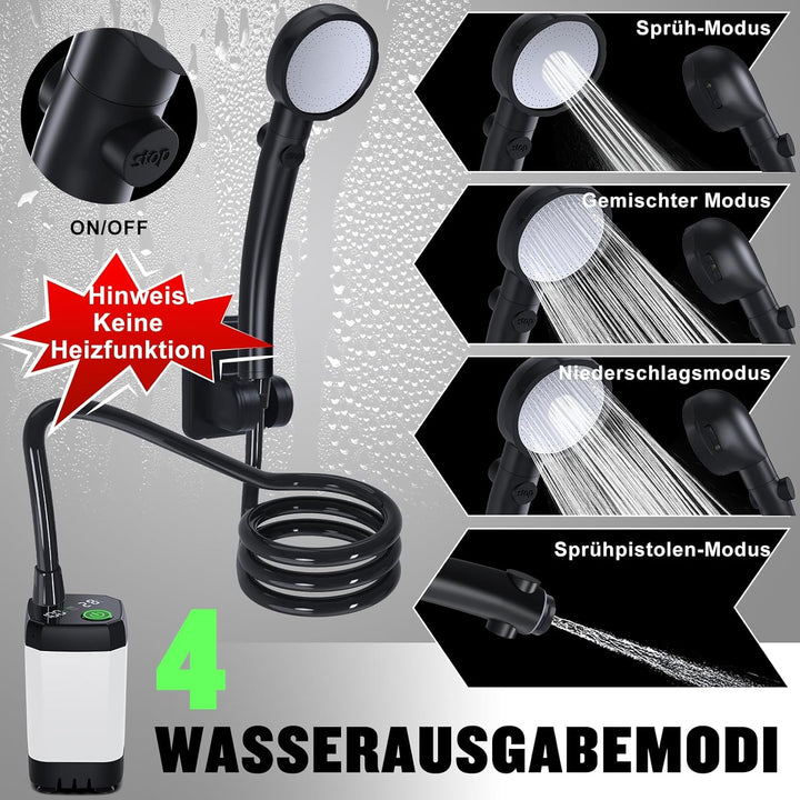 Spopal Campingdusche Tragbare, [6000mAh] Camping Dusche mit mit Pumpe und Temperaturanzeige, Camping
