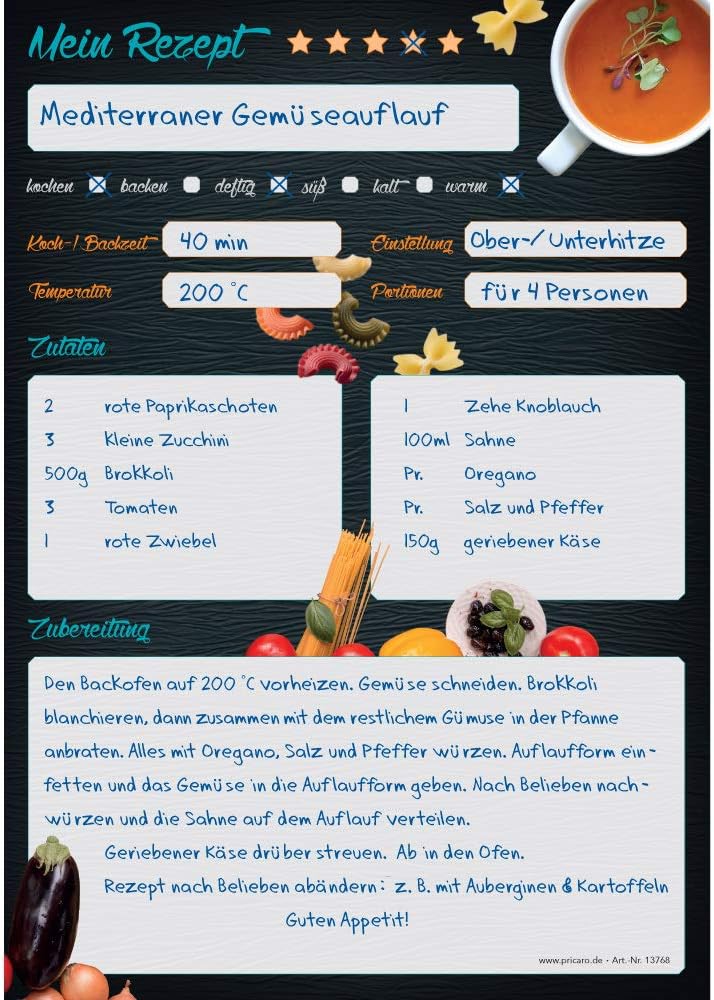 PRICARO Rezeptordner mit Rezeptblock "Buon Appetito", A5
