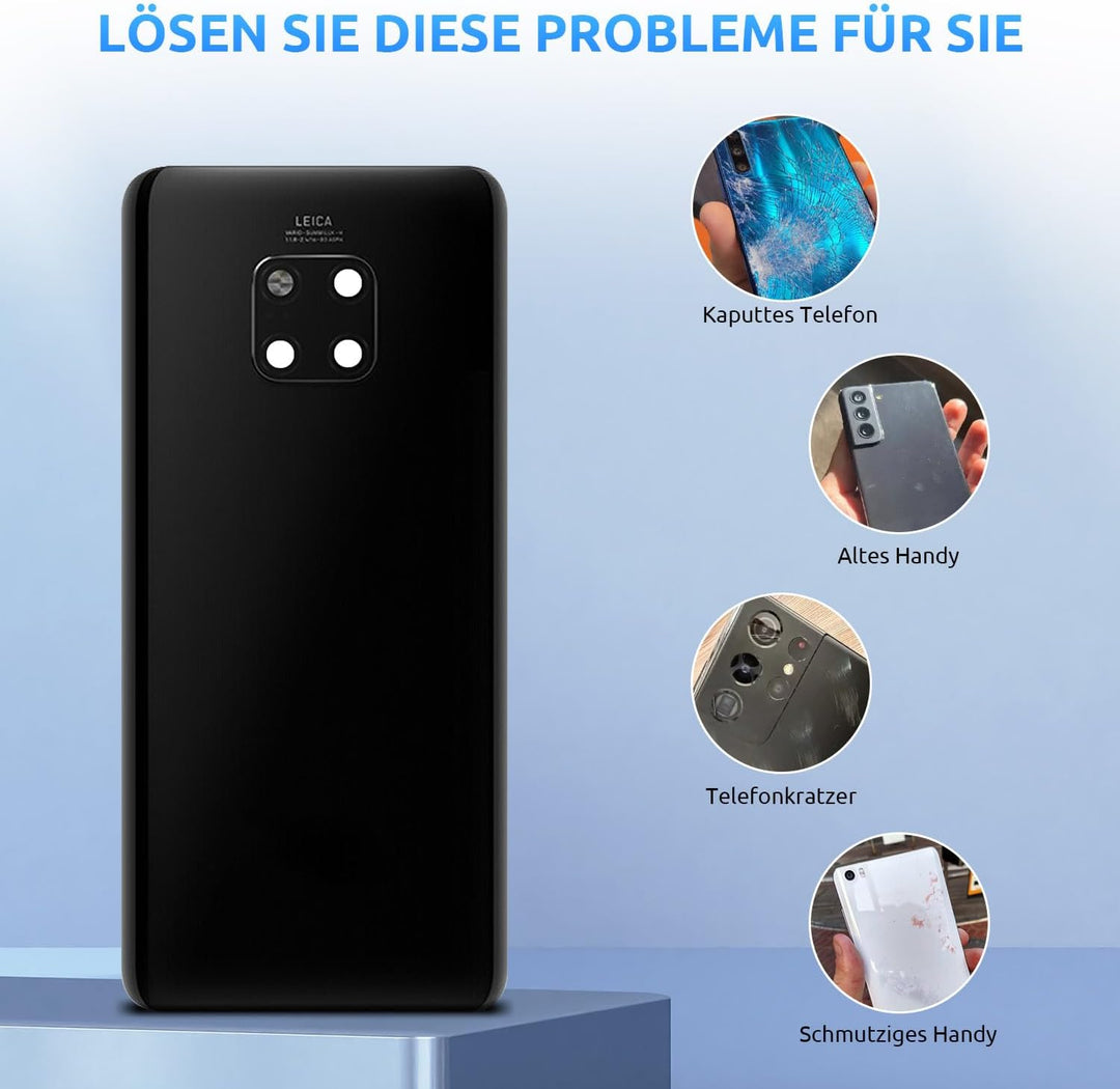 Eonpam Akkudeckel für Huawei Mate 20 Pro Rückseite Glas Original Backcover Back Glas Ersatz Reparatu