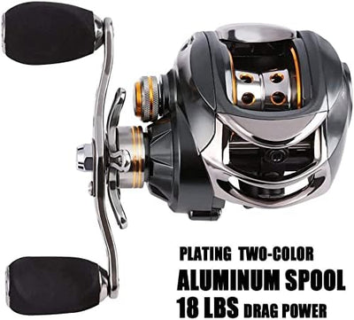 Sougayilang Baitcasting Angelrolle mit 11+1 abgeschirmten Lagern, Magnetische Bremse System Angelrol