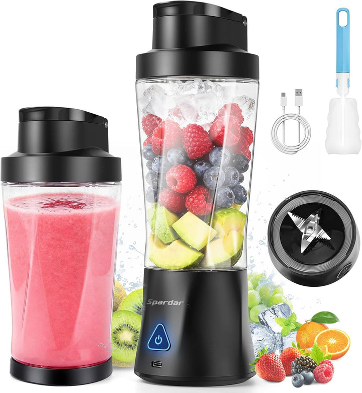 Smoothie Maker to go, 700 ml Portable Blender, 6000 mAh, Selbstreinigungsfunktion, Inklusive 6 Schar