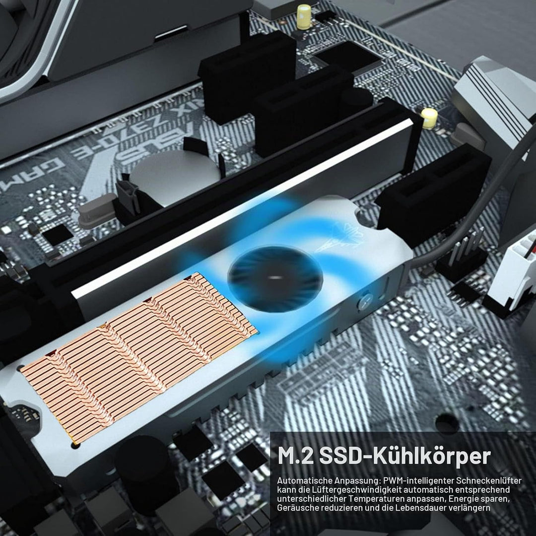 Cuifati M.2-Kühlkörper 2280 SSD PWM-Kühler mit Thermischem Silikonpad Automatische Anpassung des SSD