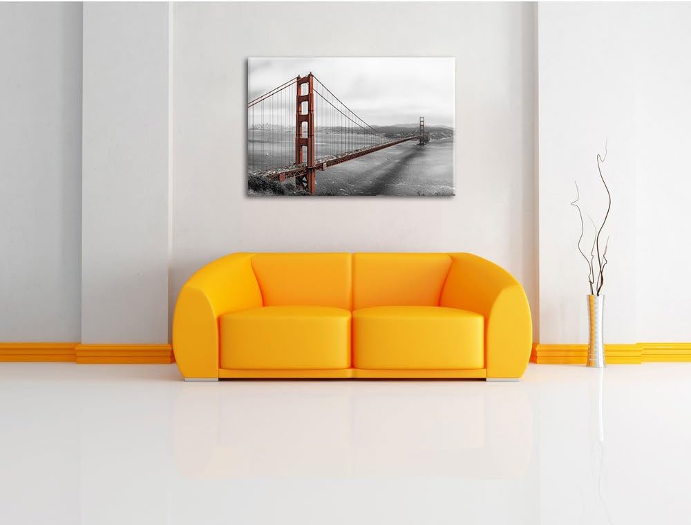 Pixxprint Golden Gate Bridge in San Francisco B&W Detail, Format: 100x70 auf Leinwand, 100x70