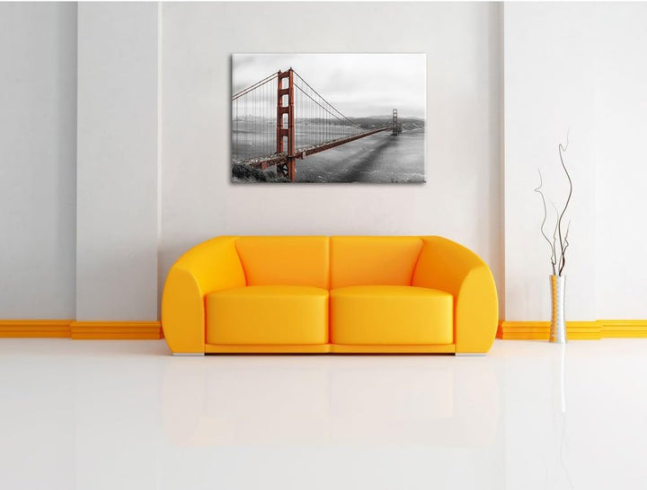 Pixxprint Golden Gate Bridge in San Francisco B&W Detail, Format: 100x70 auf Leinwand, 100x70