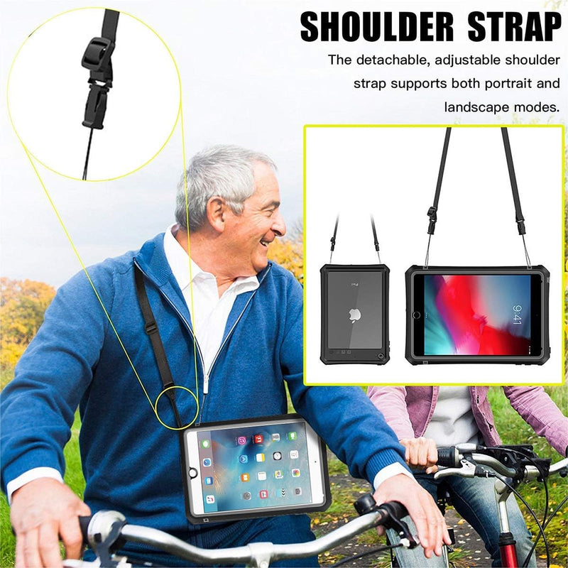 AICase Hülle für iPad Mini 5/4 wasserdichte Hülle mit Kickstand Lanyard, 360 Rundum Schutz Transpare