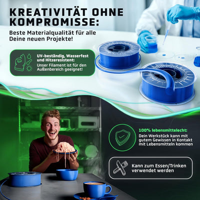 Vision 3D® PETG Filament 1.75 - [1KG Spule] 3D Drucker Filament PETG - Wasserfest, Hitze- & UV-bestä