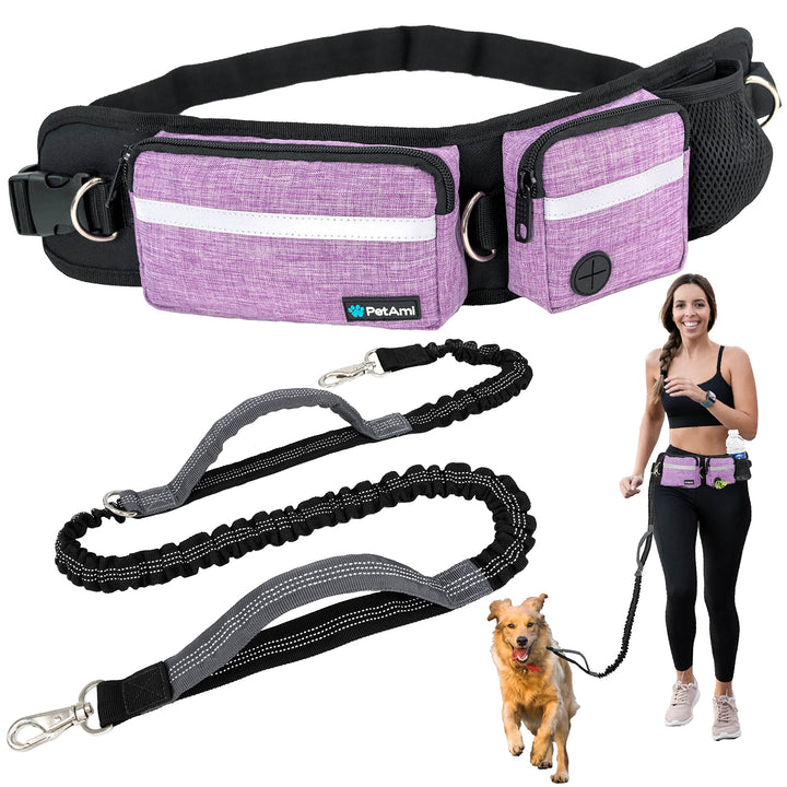 PetAmi Freihändige Hundeleine, Hundeleine, Gürteltasche zum Spazierengehen, Joggen, Hundetaille, dop
