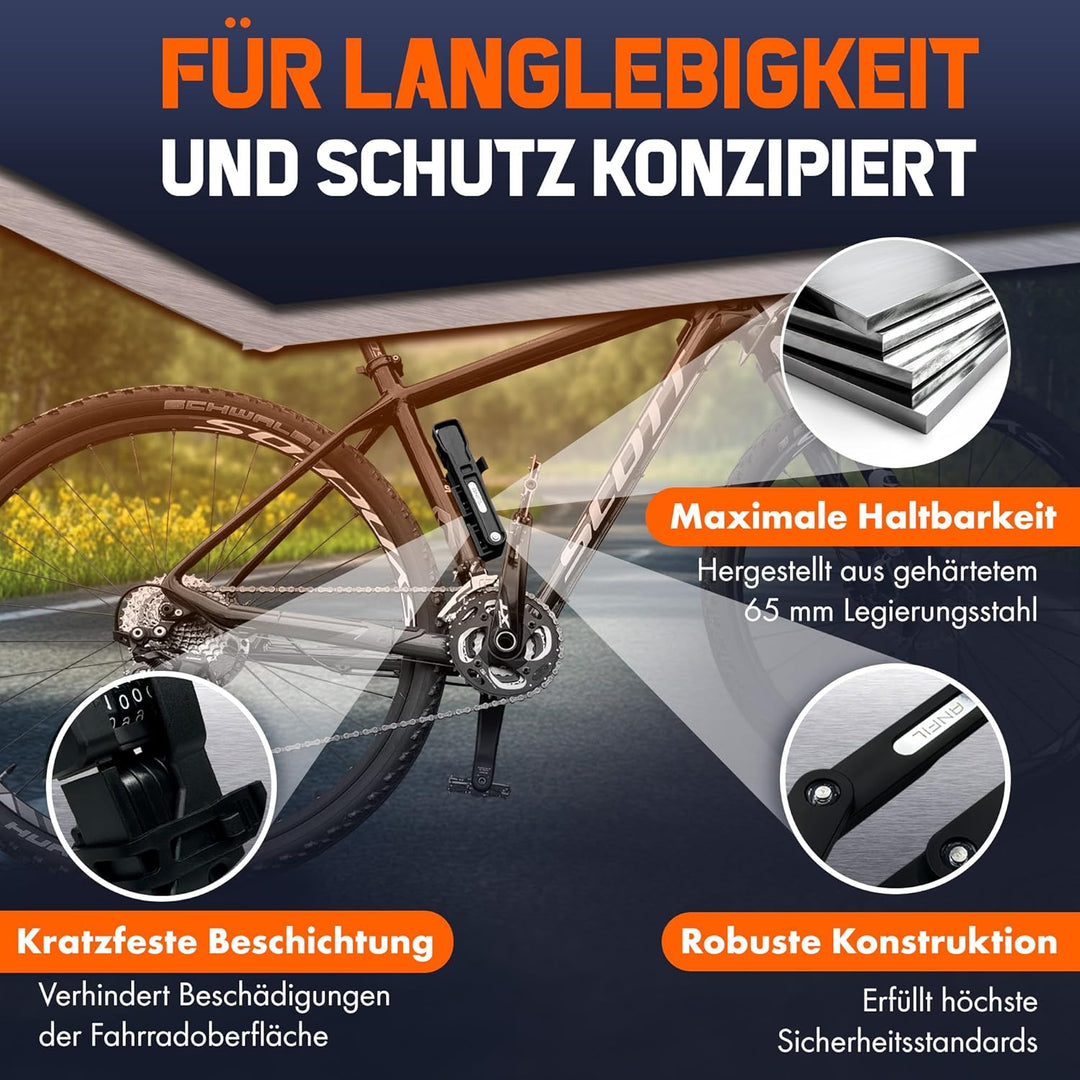 Faltschloss Fahrrad mit Zahlenschloss - Robustes Fahrradschloss, Faltschloss aus Carbonstahl, hohe S
