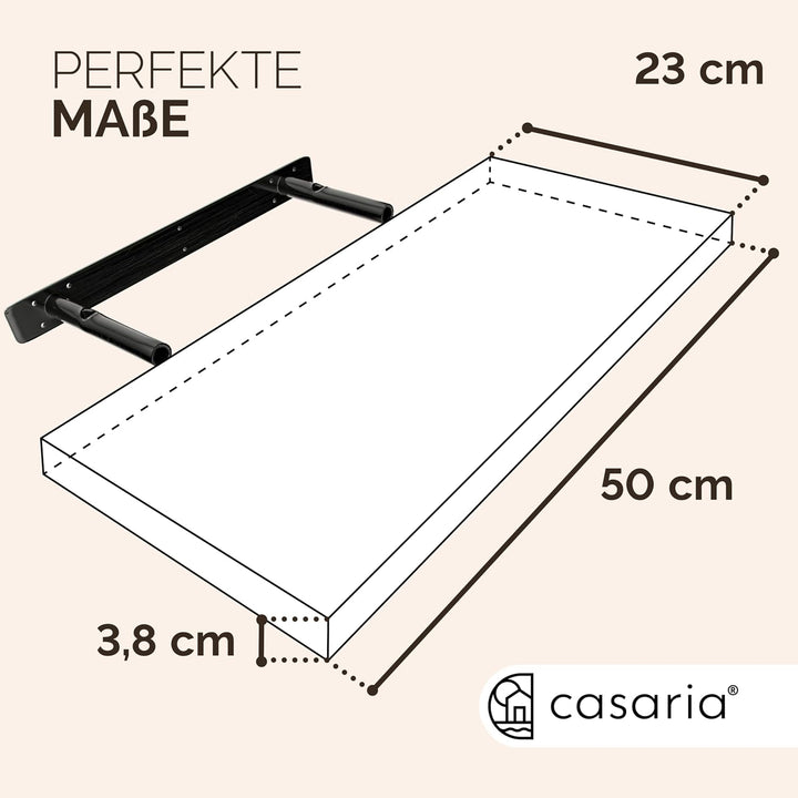 CASARIA Schweberegal 50 cm Dunkle Eiche, 15 kg, verdeckte Wandhalterung Dunkle Eiche 50cm 1, Dunkle