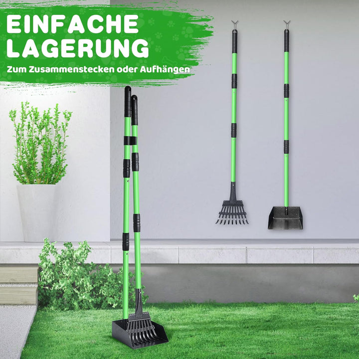 REAPALOT Hundekotschaufel, Robustes Metalltablett und Rechen-Set, Hundekotsammler aus Edelstahl mit