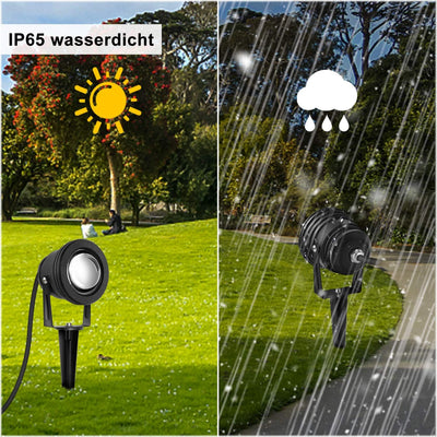 Kefflum 10W RGB Gartenbeleuchtung Scheinwerfer, LED Strahler Gartenlampe mit Erdspiess, IP65 Wasserd