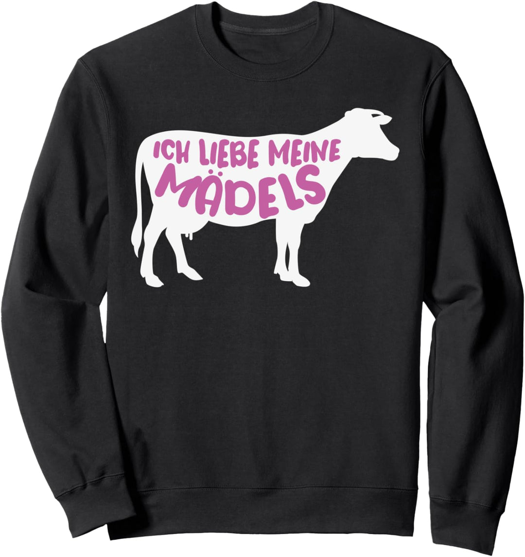 Lustige Bäuerin Kuh & Landwirt Ich Liebe Meine Kühe Mädels Sweatshirt