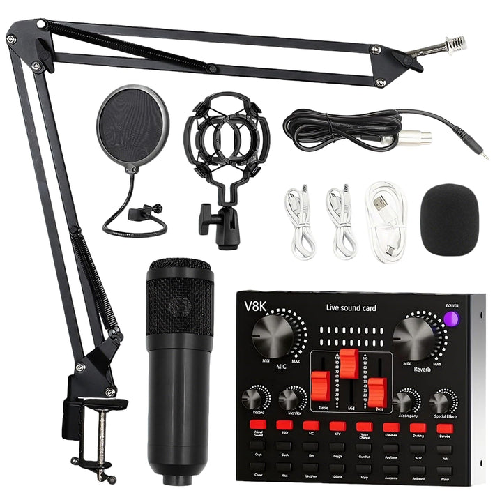 Podcast Mikrofon Bündeln, DJ Controller und BM800 Mikrofon, Gaming Mikrofon mit Arm, Audio Mixer Set