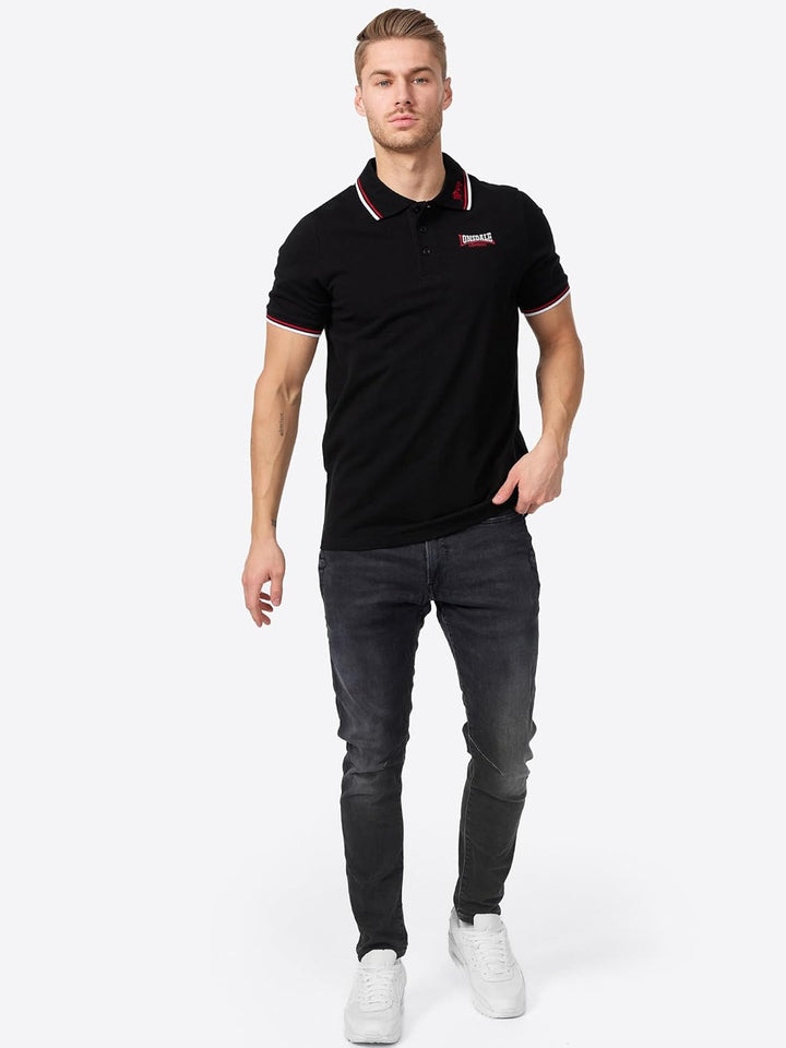 Lonsdale Herren kurzarm Polohemd Lion XXL Black / Dark Red / White, XXL Black / Dark Red / White