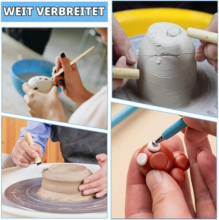 40 Stück Töpferwerkzeug Set, Modellierwerkzeug Ton Werkzeug Set mit Aufbewahrungstasche, Töpfer Werk