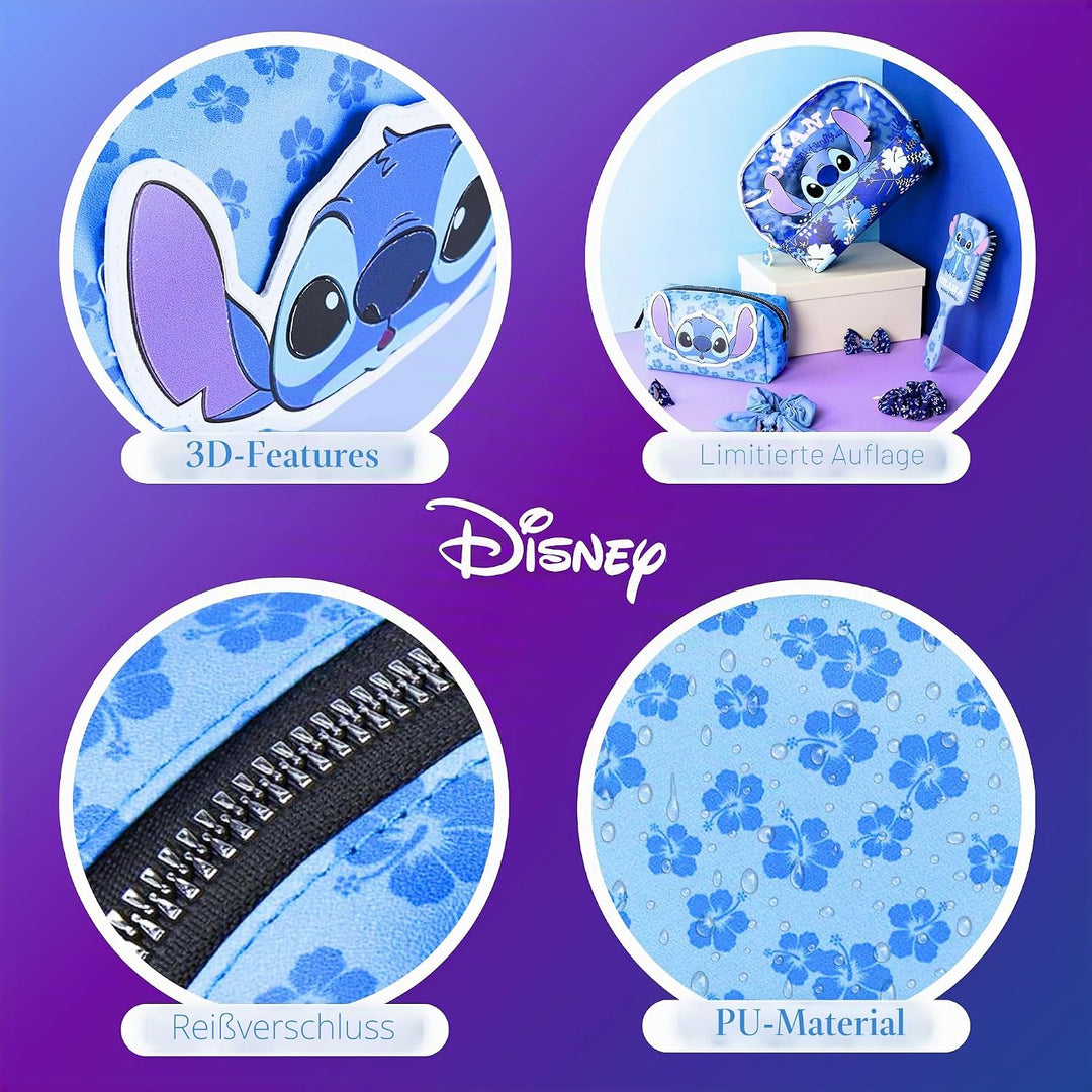 Disney Stitch Kosmetiktasche, Reise-Kosmetiktasche mit Blumenmuster, Geschenk für Mädchen, Frauen un