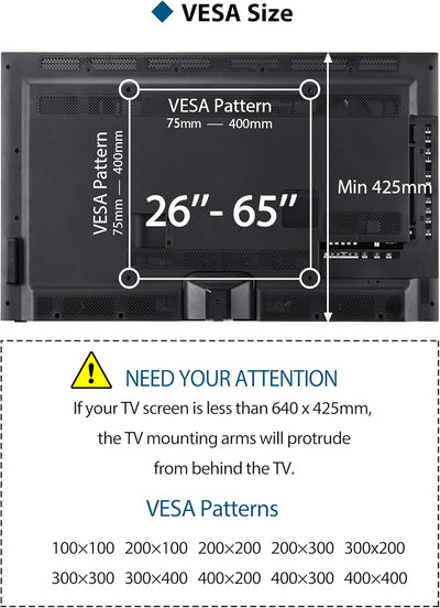 BONTEC TV-Deckenhalterung, neigbar und schwenkbar, 6-fache Höhenverstellung für 26-65 Zoll TV Decke,