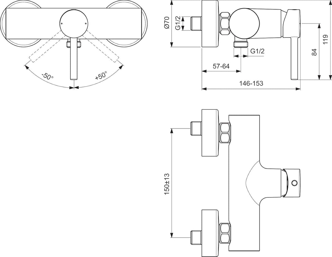 Ideal Standard BC674AA Kolva Mischbatterie für Dusche, verchromt