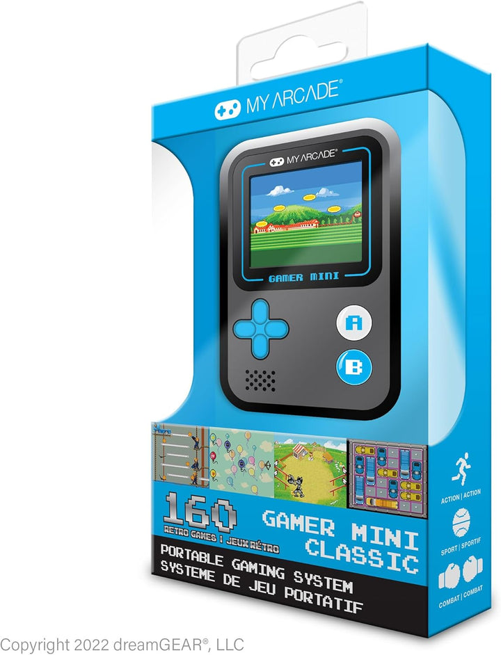 My Arcade Gamer Mini Classic-Blue: Miniatur-Handheld mit 160 Spielen, 1,8 Zoll Farbdisplay (DGUN-392