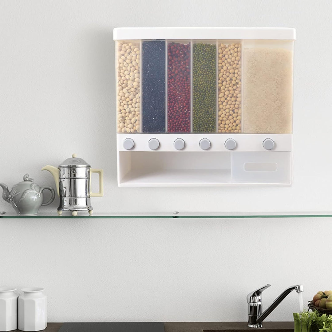6-Fach Cerealienspender Cereal Dispenser mit Reisbehälter - Transparentes Design Herausnehmbare Tren